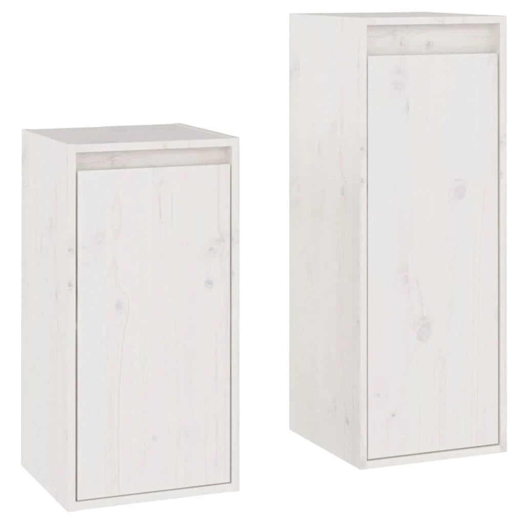 Mobile TV multimediale scaffale TV credenza mobile TV sala da pranzo soggiorno camera da letto 2 pezzi legno massello di pino bianco 02_0028582