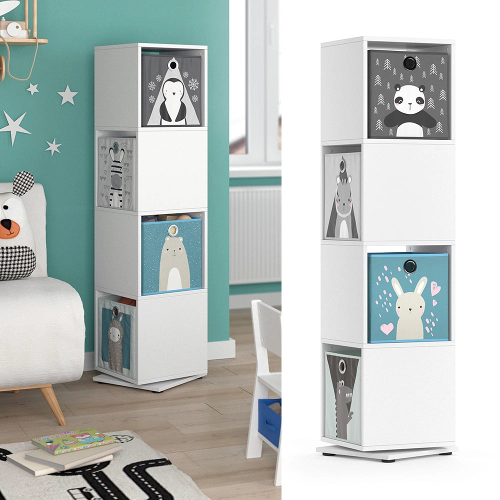 Vicco Libreria bambini Bianco 35.2 x 144.2 cm con 4 scatole pieghevoli
