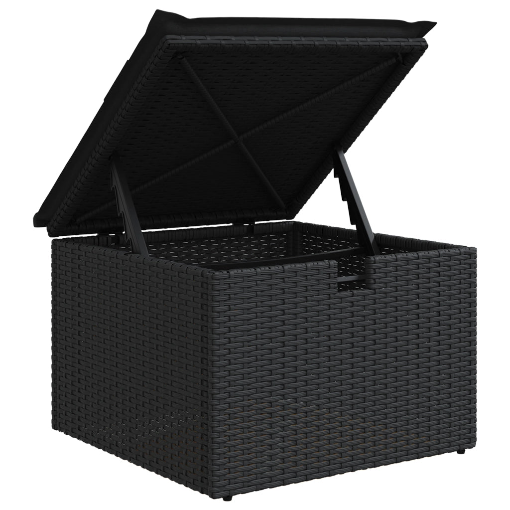 Set Divano da Giardino 9 Pezzi con Cuscini Nero Polyrattan