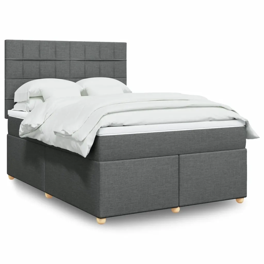 Giroletto a Molle con Materasso Grigio Scuro 160x200 cm Tessuto