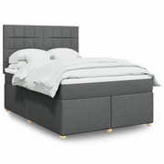 Giroletto a Molle con Materasso Grigio Scuro 160x200 cm Tessuto