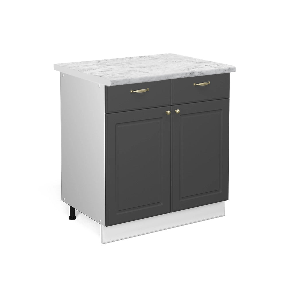 Mobiletto base per cucina Fame-Line Antracite-oro/Bianco 80 cm, PL Marmo Vicco