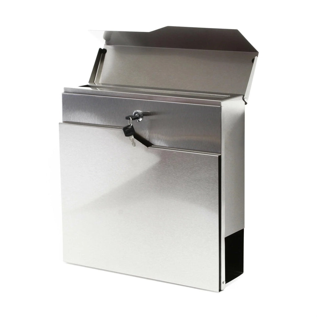 Cassetta postale di design in acciaio inox con scomparto per giornali cassetta postale in acciaio inox argento 16_0000094