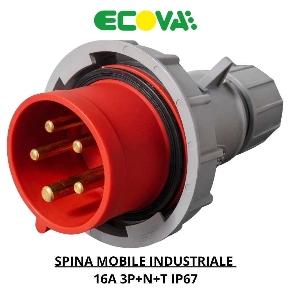Spina industriale ecova ip67 3p+n+t 415v per impianti e cantieri *** ampere 16 ampere, confezione 1
