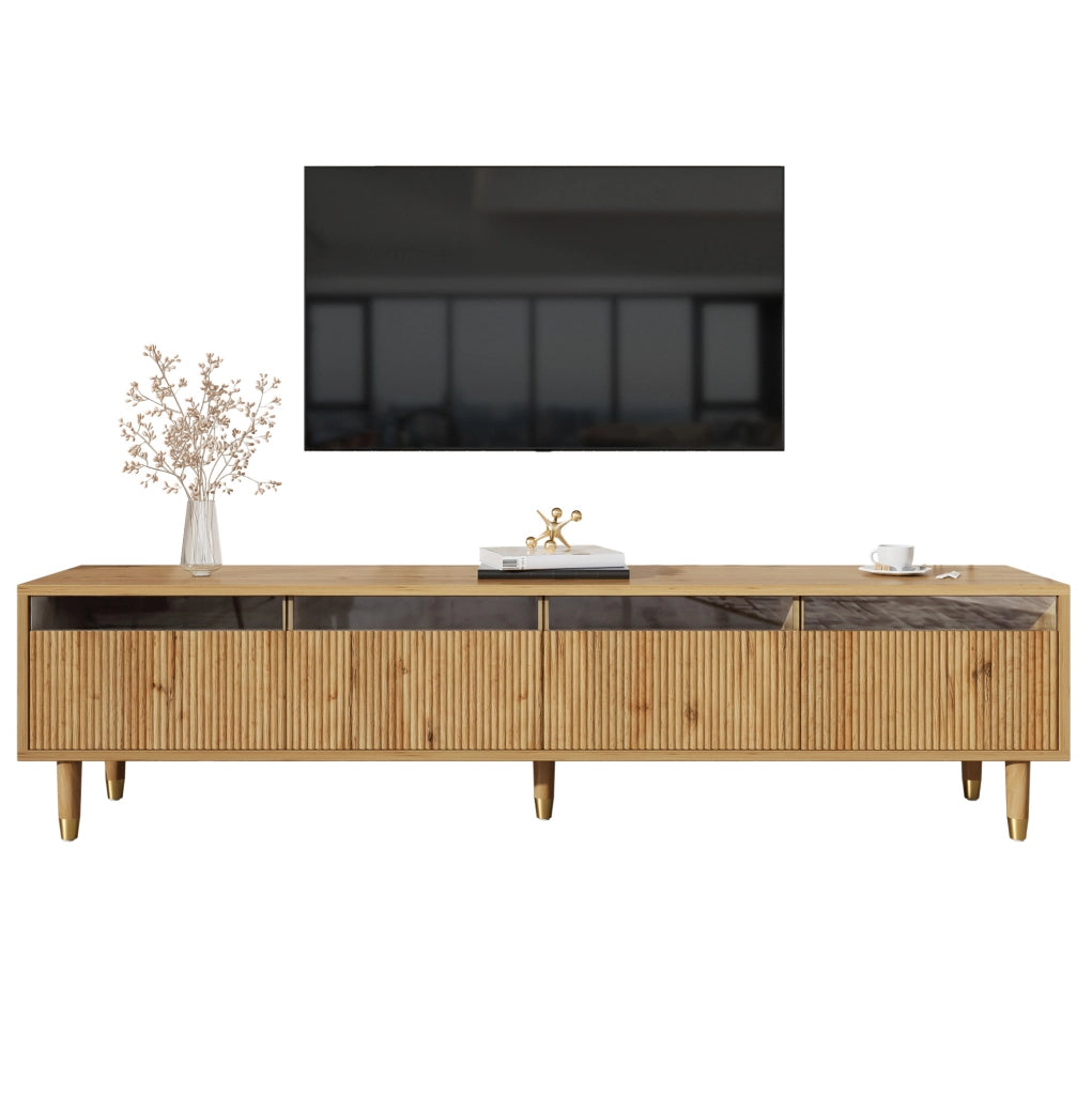 Mobile TV 178x35x45 cm; 4 cassetti con gestione cavi; MDF; colore naturale