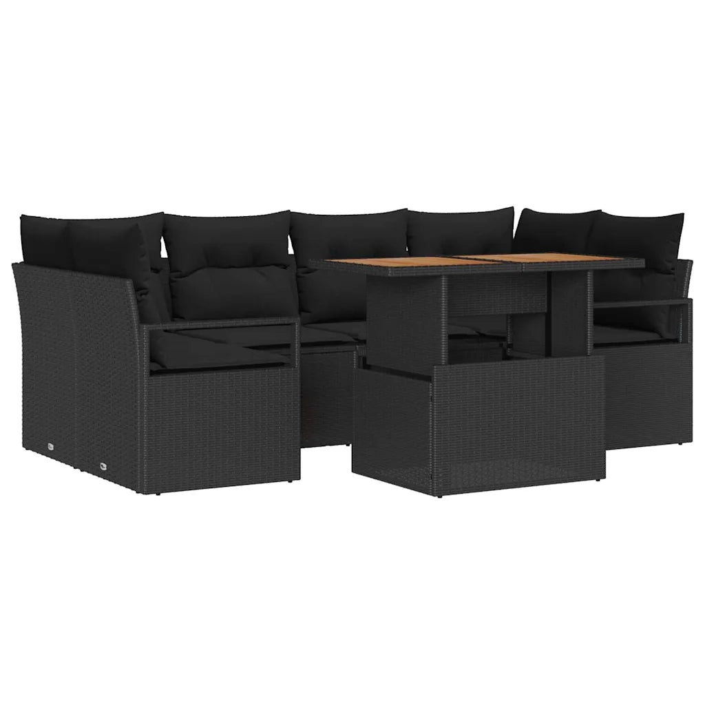 Set Divano da Giardino con archiviazione 7 pcs Nero Poly Rattan 3358403