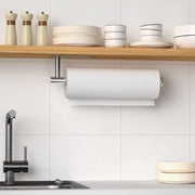 Sostegno autoadesivo per carta da cucina - Fissaggio in acciaio inossidabile per parete - Con 2 ganci multifunzionali