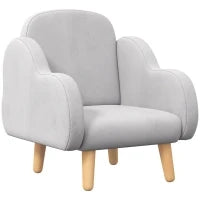 Poltrona per Bambini fino a 3 Anni con Braccioli a Nuvola in Tessuto, 46x51x55cm, Grigio