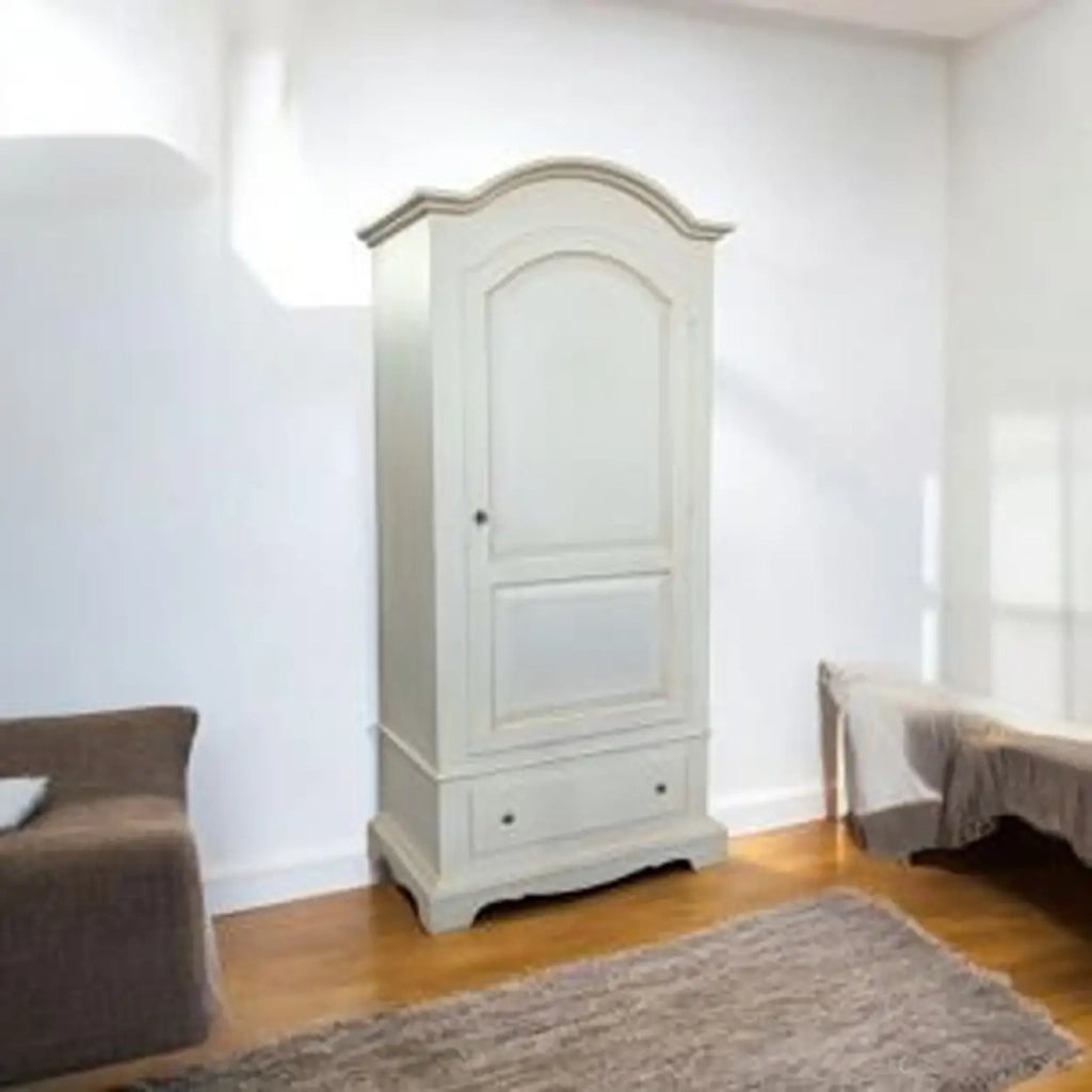 Armadio in legno massiccio 1 anta mod Rovigo Shabby chic bianco anticato