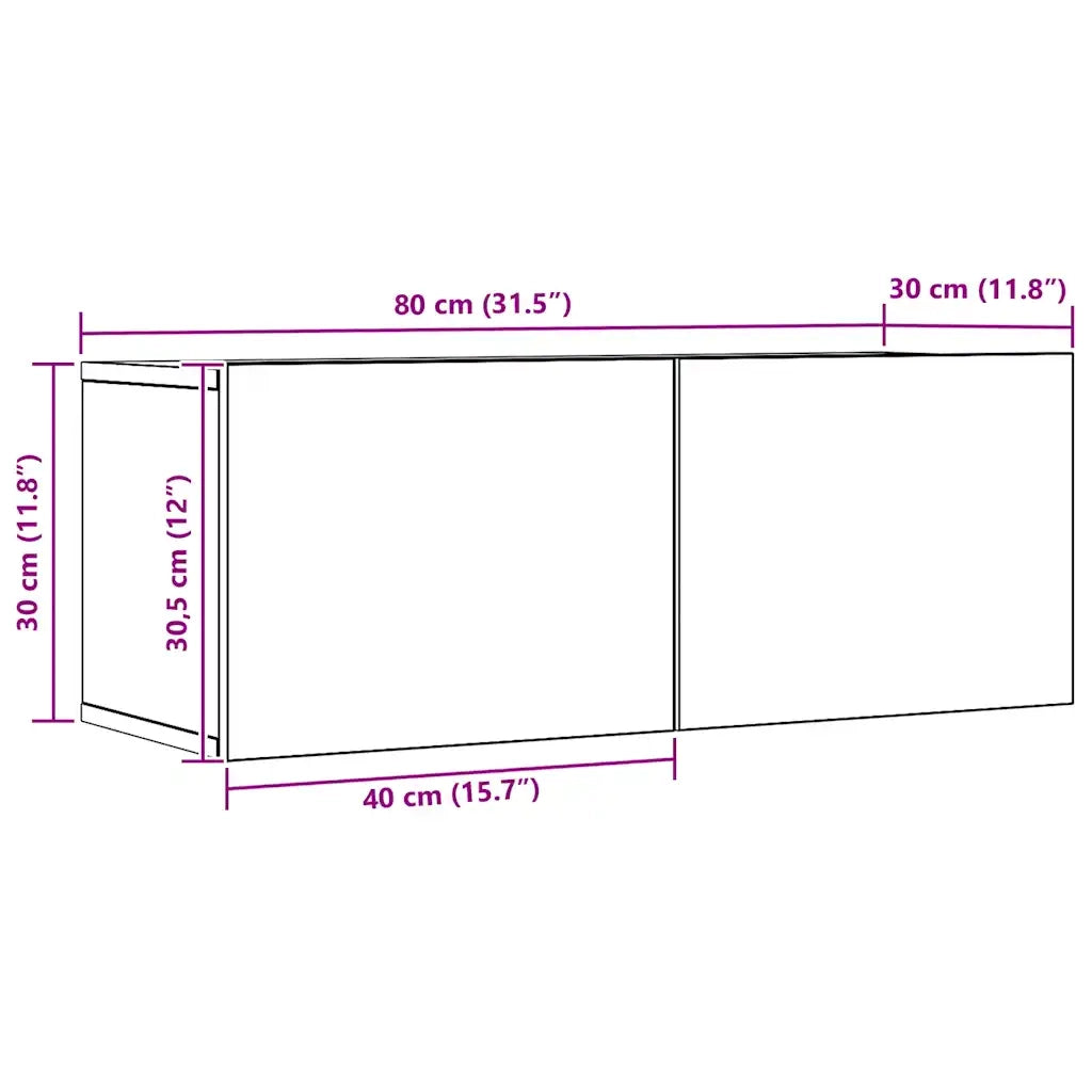 Mobili TV a Parete 2pz Rovere Artigianale 80x30x30 cm 857016