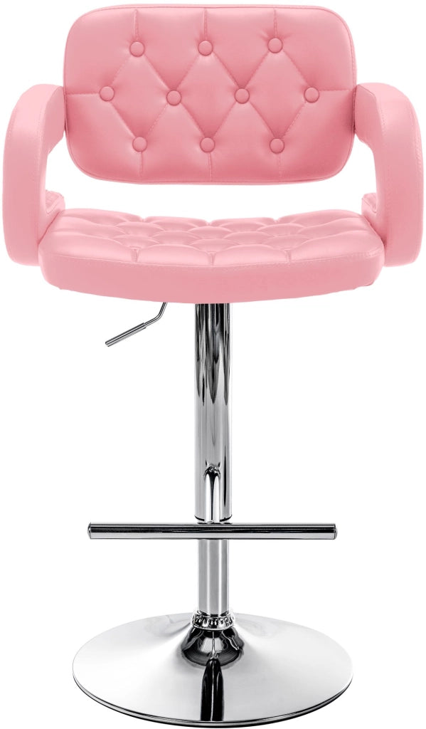Sgabello Dublin in similpelle rosa,cromo