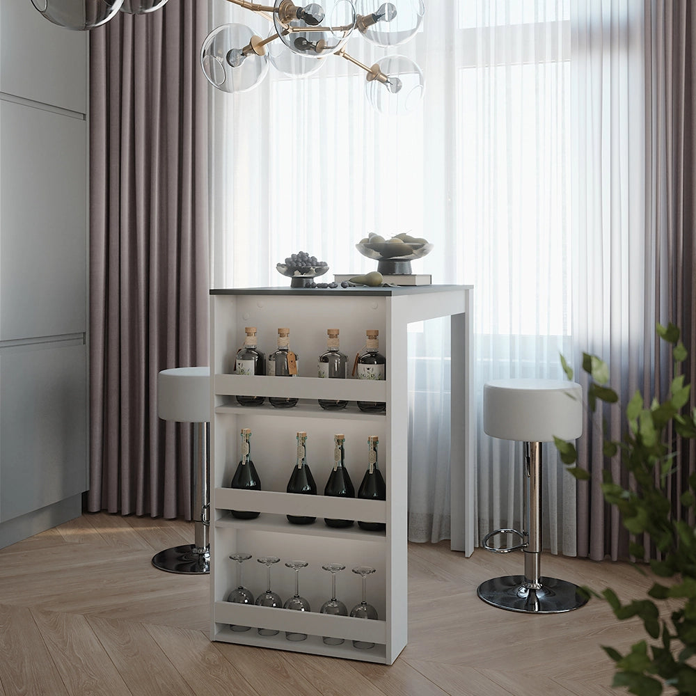 Vicco tavolo bar con sgabelli Bianco/antracite 57 x 117 cm con 2 sgabelli da bar