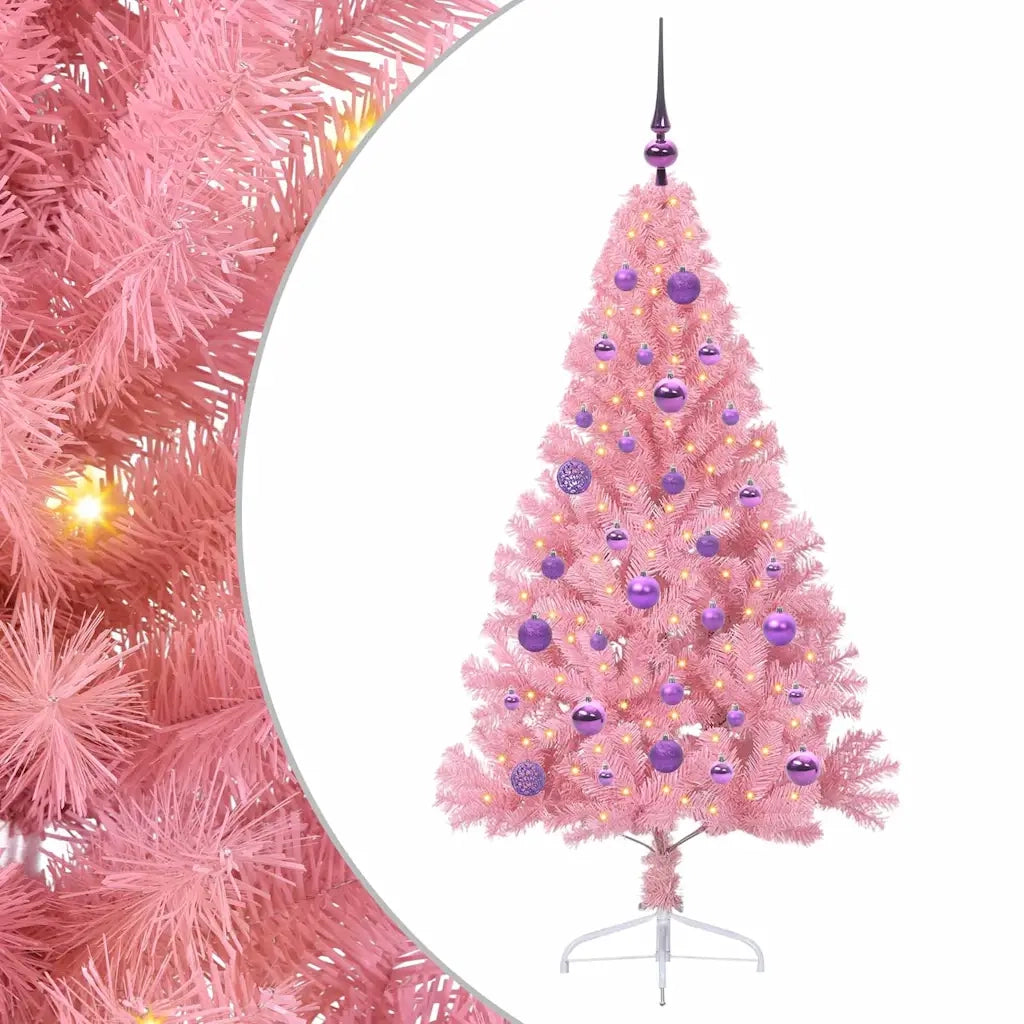 Albero di Natale | Decorazioni natalizie artificiale con luci integrate Rosa 150 cm PVC