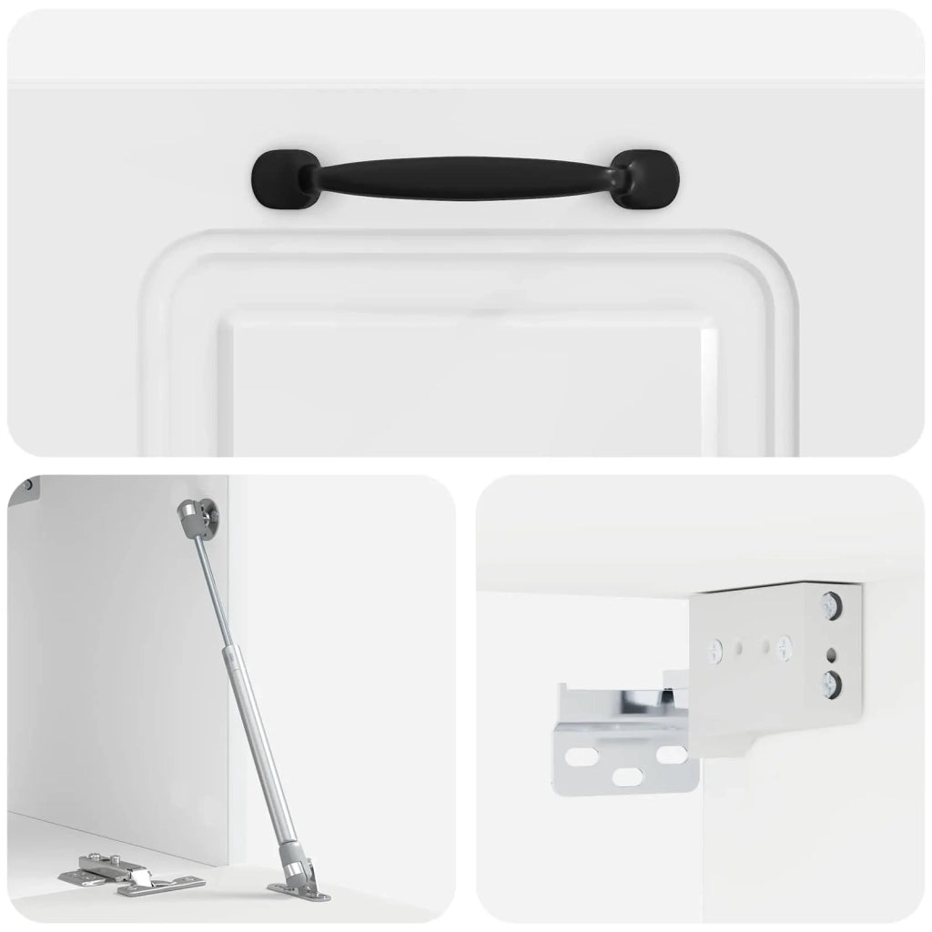 Mobile Porta TV da Muro Bianco Lucido 59,5 x 31 x 30 cm