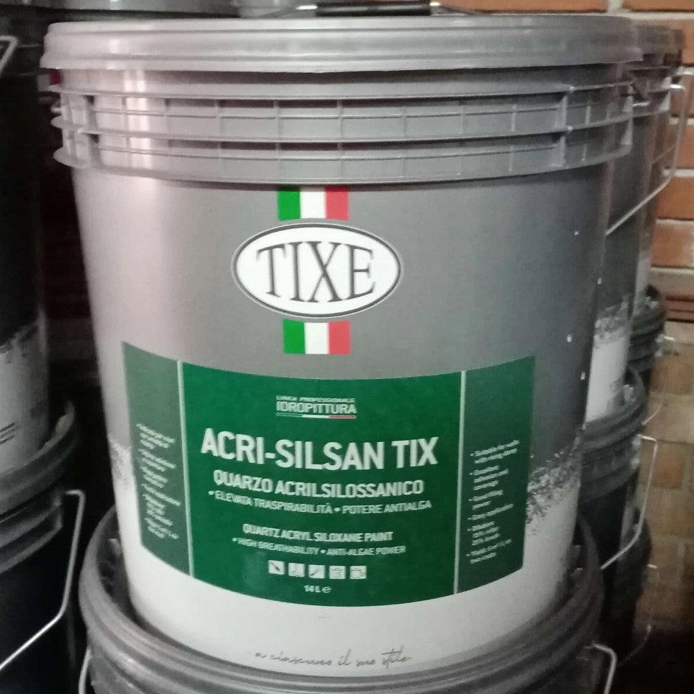 Tixe acri-silsan tix 14lt idro pittura al quarzo acril silossanico bianca opaca grana fine alta copertura