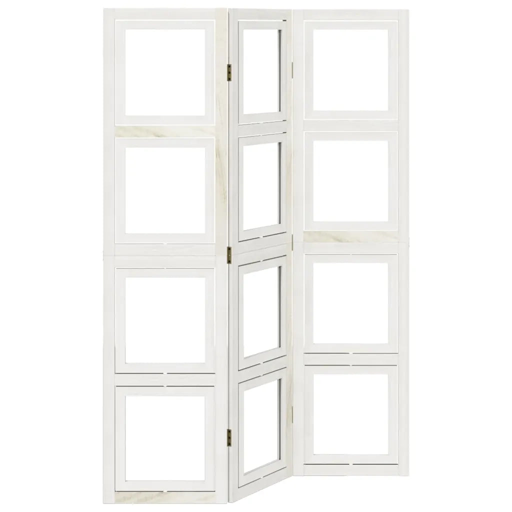 Divisorio Ambienti 3Pannelli Bianco Legno Massello di Paulownia 358685