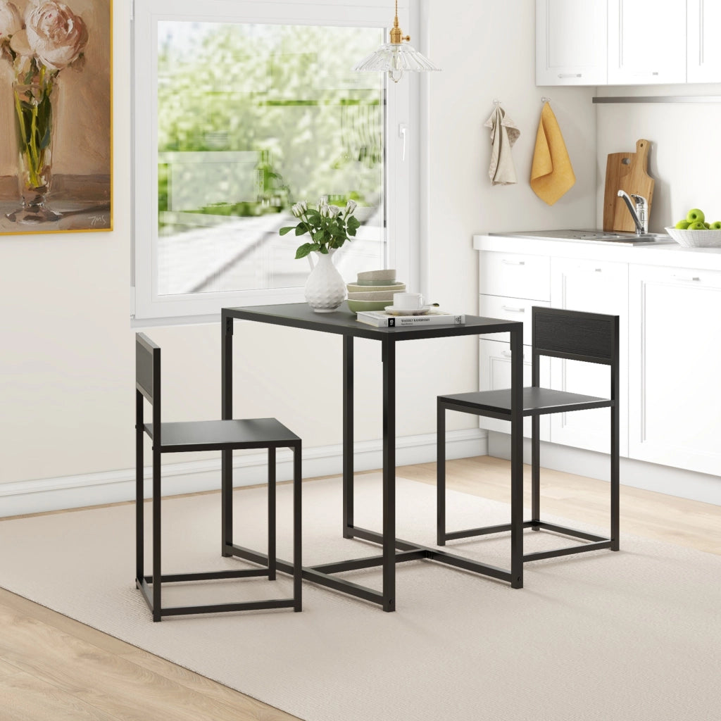Tavolo da pranzo allungabile con 2 sedie ¨C Minimal ¨C nero