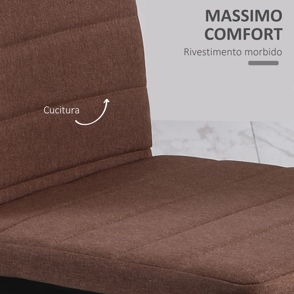 Set 4 Sedie da Pranzo Imbottite ¨C Zephmum ¨C Metallo e Tessuto Cachi