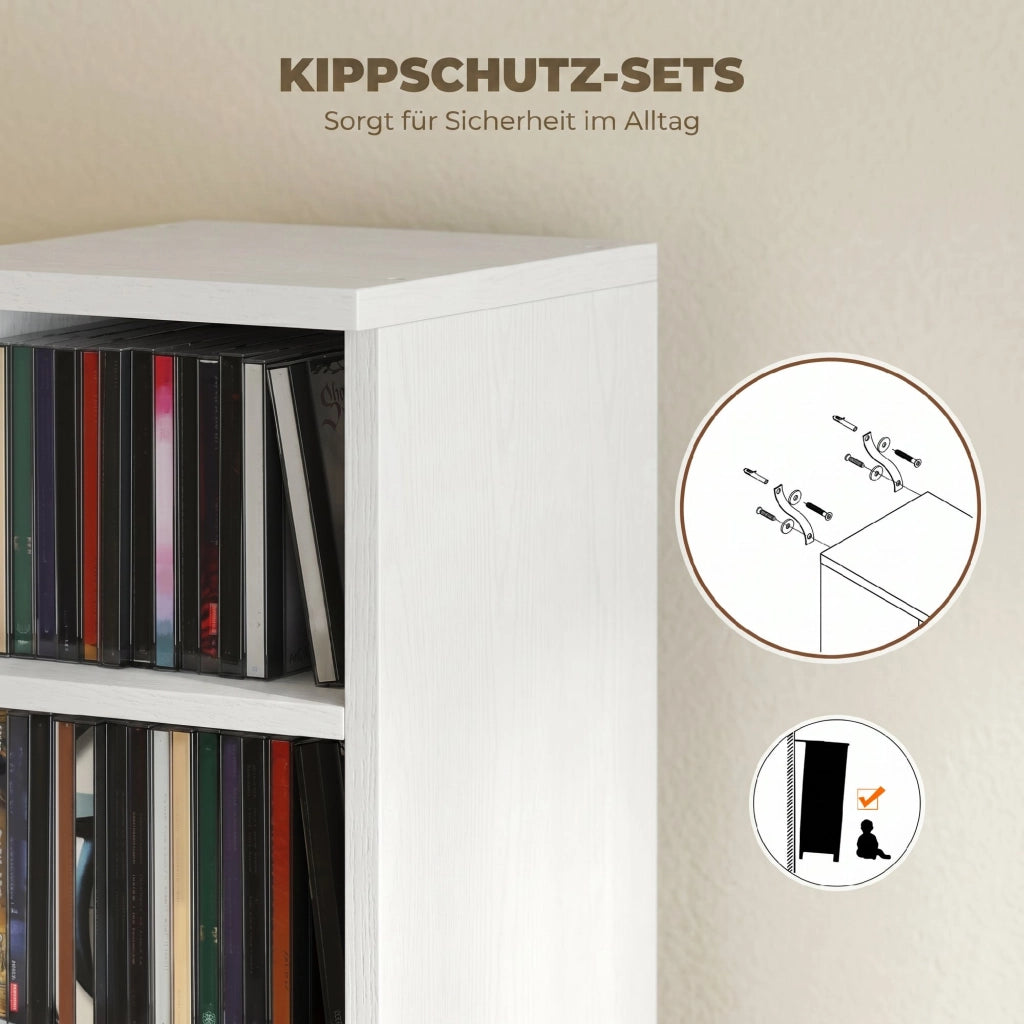 Scaffale per CD e DVD regolabile ¨C Minimal ¨C Bianco 80x24x20