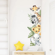 Stickers per muro con animali della giungla, animali disegnati, zebre, giraffe e foglie verdi per la nursery, la cameretta dei bambini e la decorazione per la cameretta dei bambini