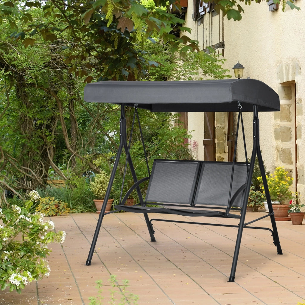 Dondolo da Giardino 2 Posti con Tettuccio ¨C zephmum ¨C Grigio 140x118x162 cm
