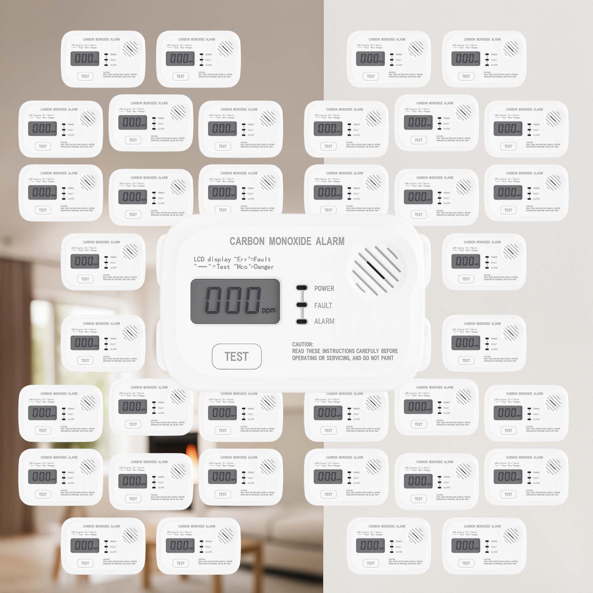 Set 40x Rilevatore monossido di carbonio con display 120 x 74 x 31 mm, allarme CO con batterie sostituibili incluse