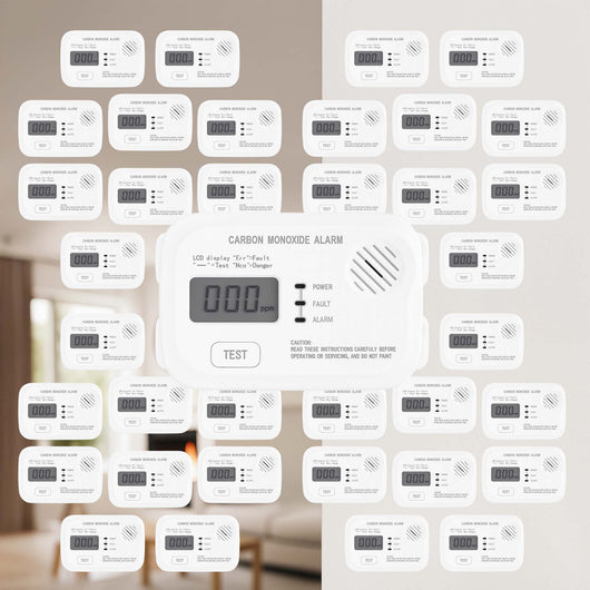 Set 40x Rilevatore monossido di carbonio con display 120 x 74 x 31 mm, allarme CO con batterie sostituibili incluse