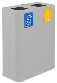 Pattumiera Sistema di Raccolta Rifiuti 60x30xh80 cm In Acciaio Verniciato Doppio Scomparto Bianco