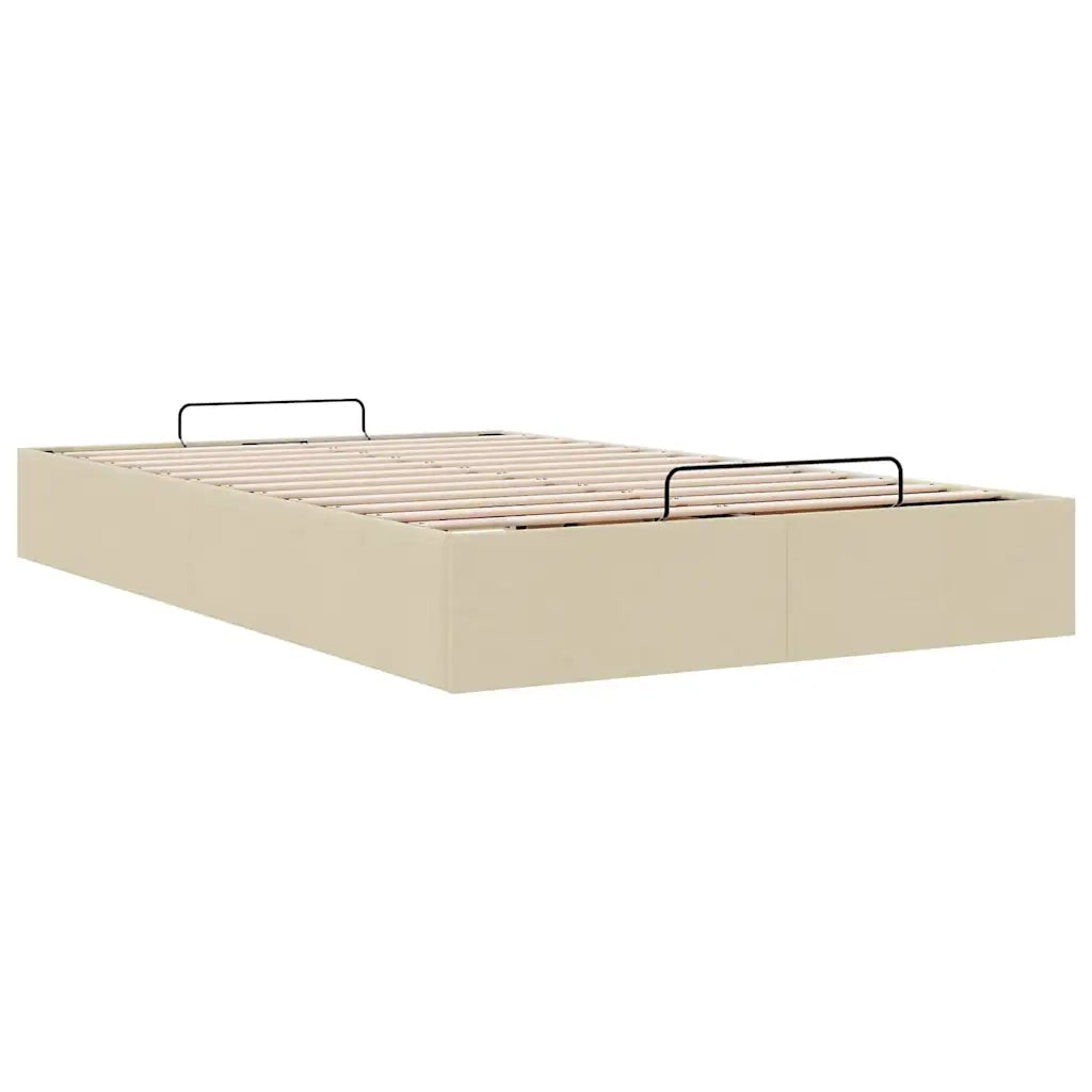 Struttura Letto Pouf senza Materasso Crema 120x190cm in Tessuto