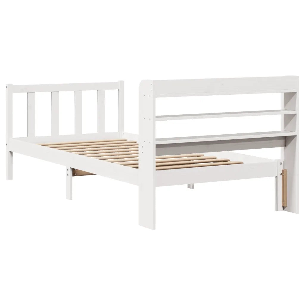 Giroletto senza Materasso-Struttura Letto Bianco 100x200 cm Legno Massello Pino 783232
