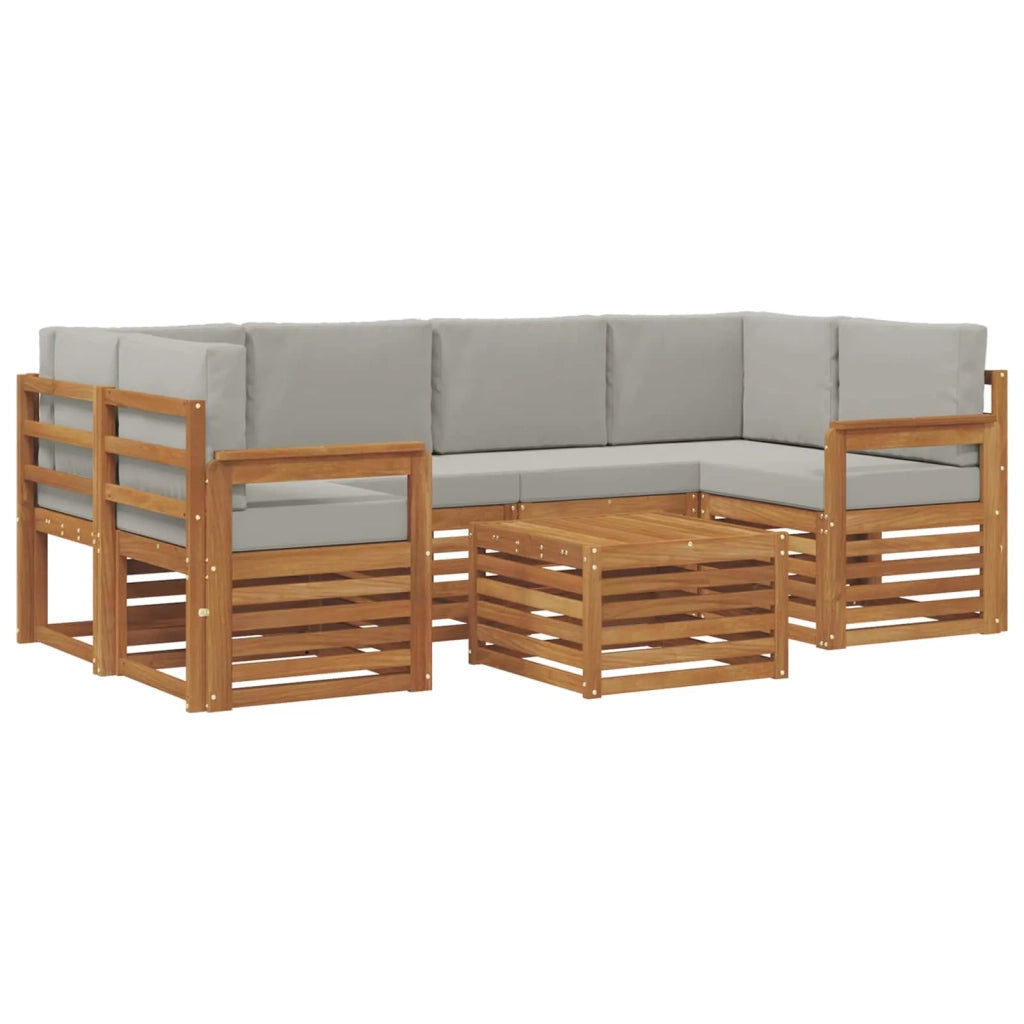 Set di divani da esterno 7 pcs Grigio Naturale e Chiaro
