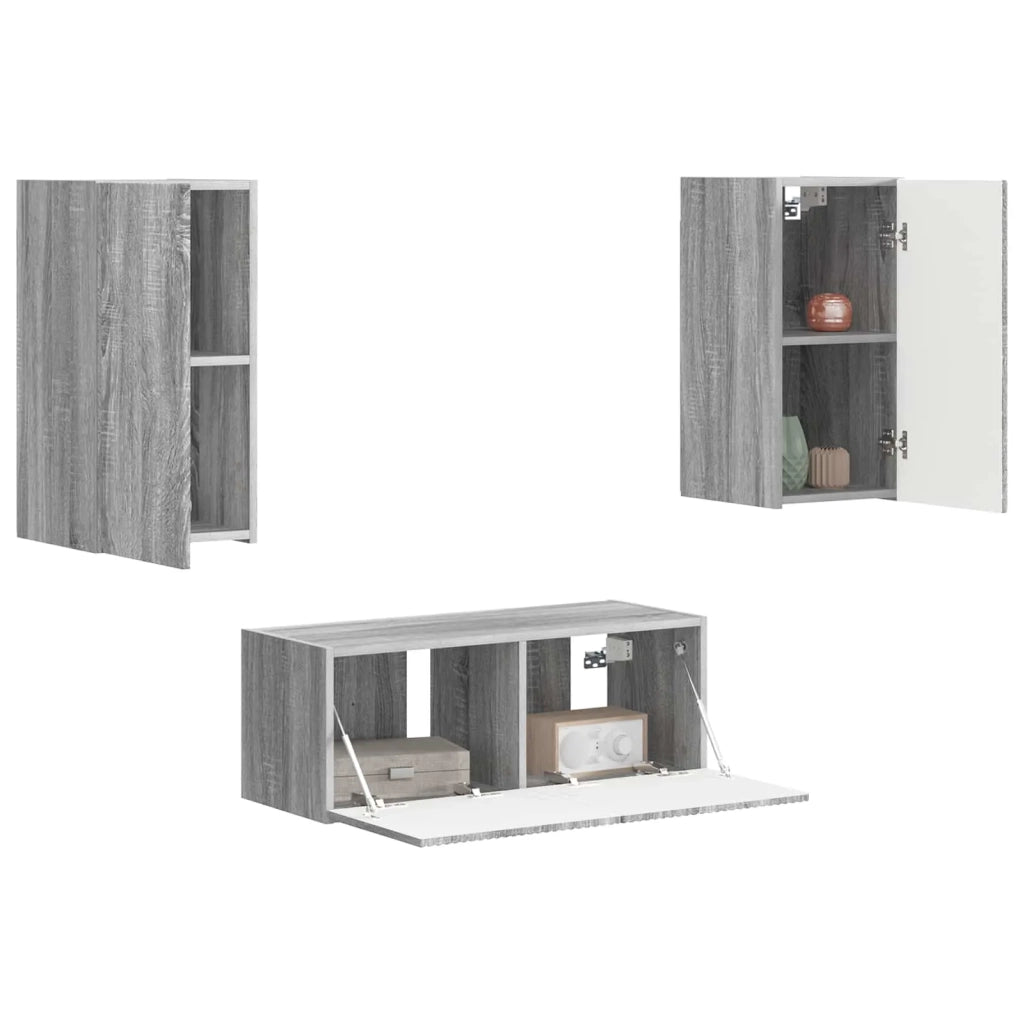 Set mobile TV 2 pz-Credenza per TV Grigio Sonoma Legno multistrato 277534