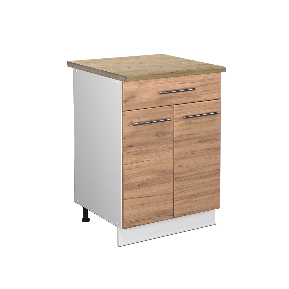 Mobiletto base per cucina Fame-Line Rovere dorato/Bianco 60 cm con cassetto, PL Rovere Vicco