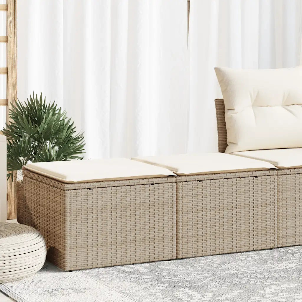 Set Divano da Giardino 2 pz | Set Salotto da Giardino con Cuscini Beige Polyrattan Acacia