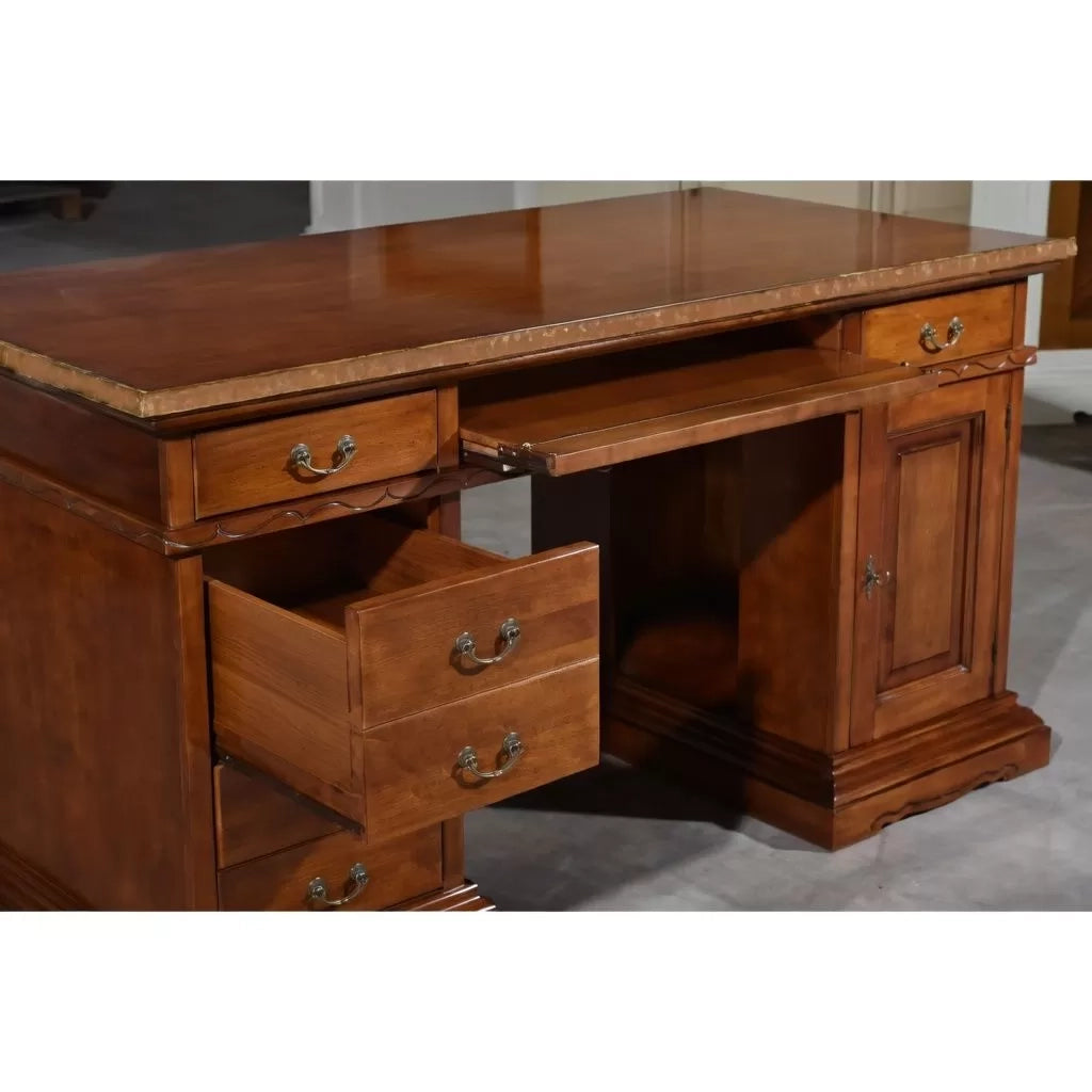 Scrivania porta pc arte povera in legno tinta noce 160x80x87 - Mobili 2G