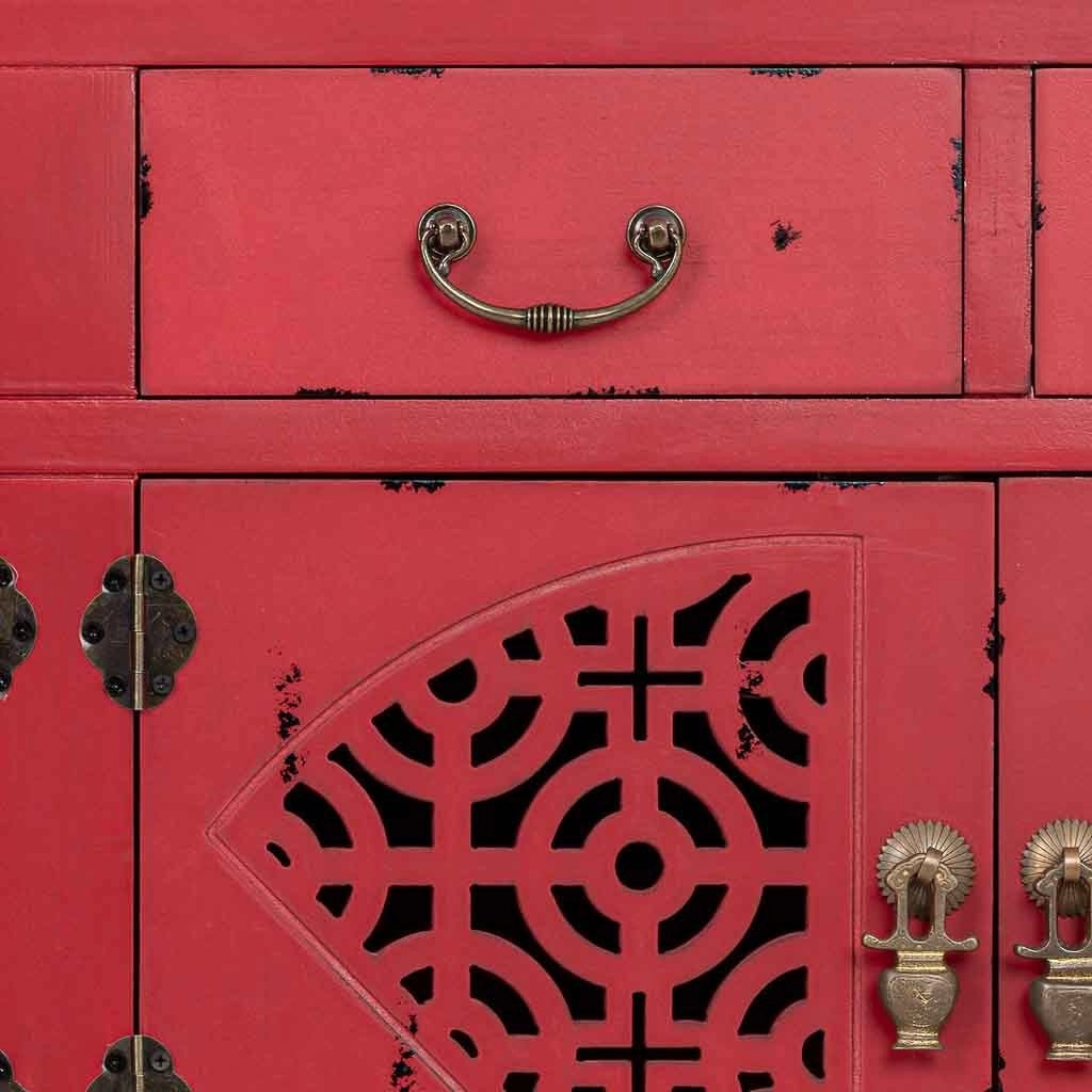 Tavolino da ingresso in legno rosso 120x40x102h cm
