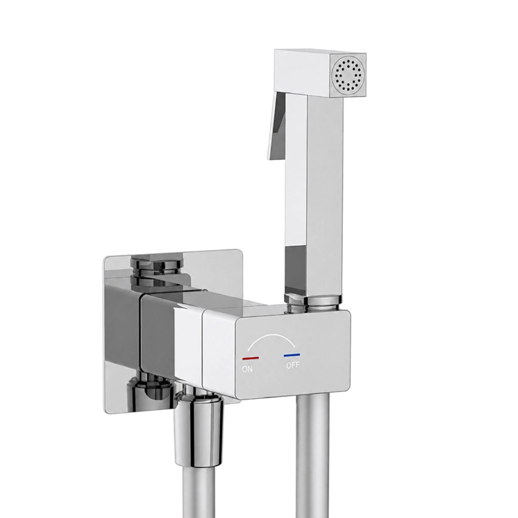 Idroscopino per wc e bidet cromo quadro con miscelatore e flex 120 cm