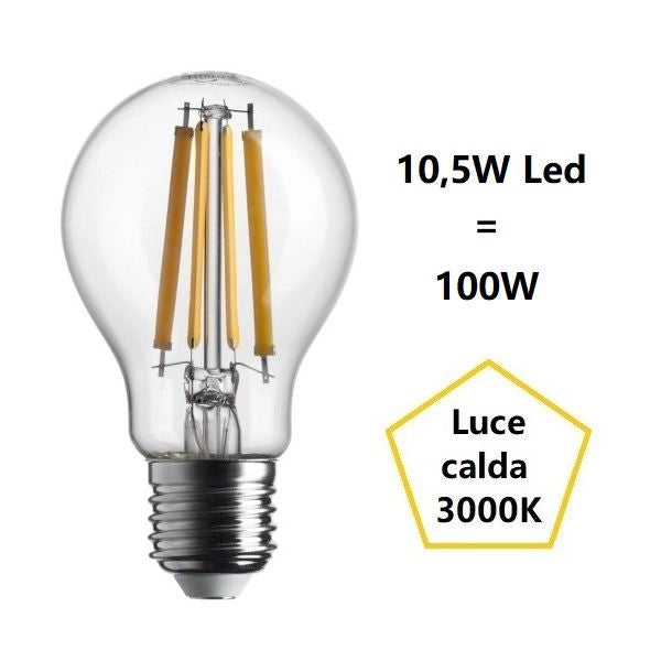 LAMPADINA GOCCIA A LED 10,5W LUCE CALDA 3000K 1521 LUMEN E27 BOT LIGHTING