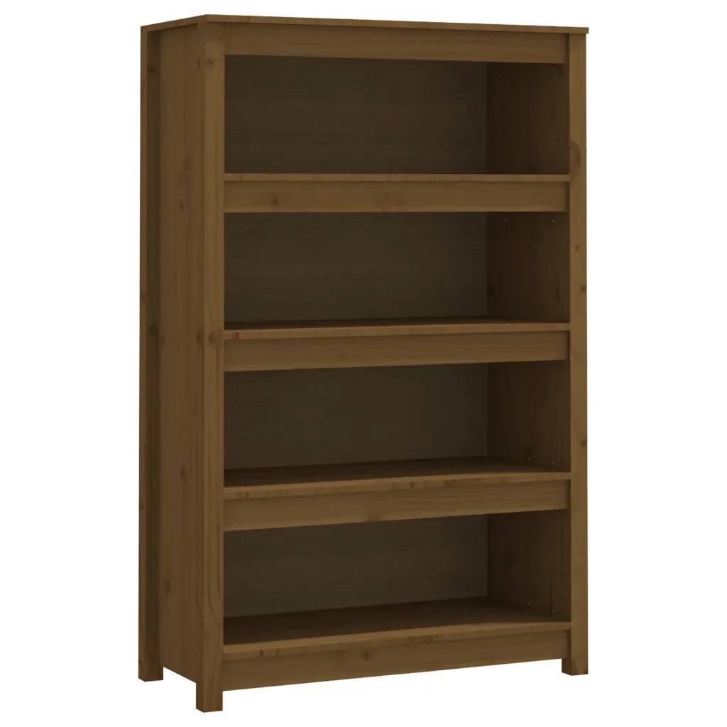 Libreria-Scaffale per Libri-Mobile di Stoccaggio Marrone ambra 80x35x126 cm in Legno Massello di Pino