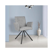 Set 2 Sedia girevole con braccioli Mosaic in tessuto grigio e gambe in metallo nero