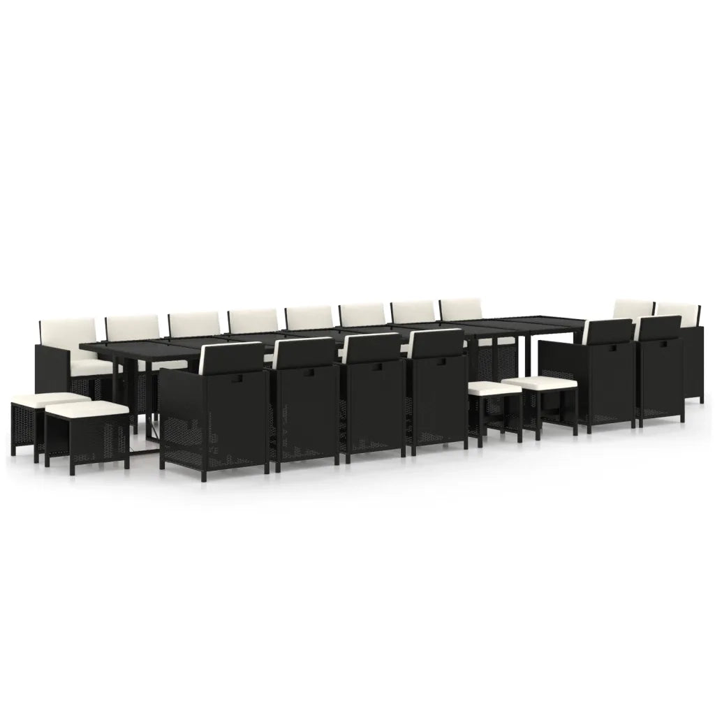 Set da Pranzo da Giardino 21 pz con Cuscini in Polyrattan Nero cod mxl 42577