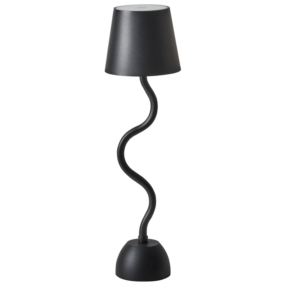 Lampada da tavolo in alluminio nero con interruttore a sfioramento e cavo di ricarica USB senza fili stile moderno