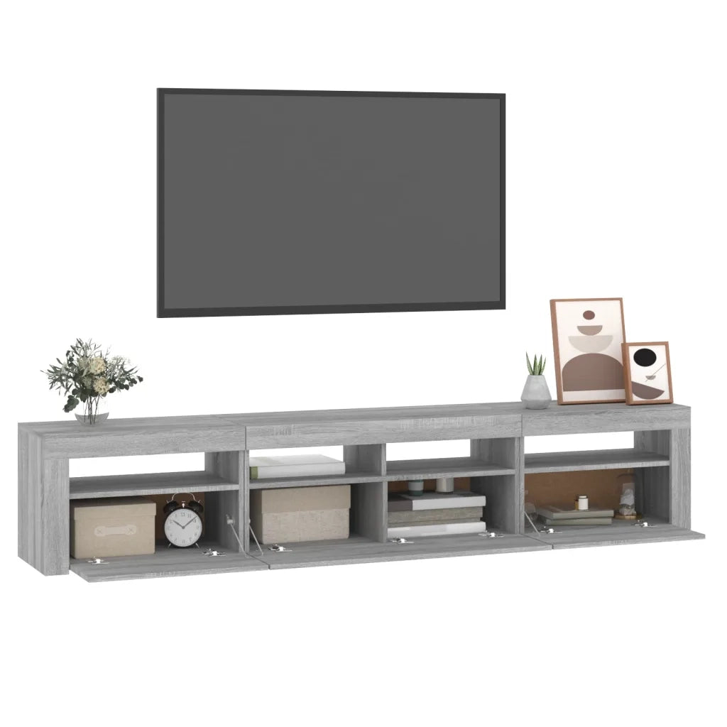 Mobile Porta TV con Luci LED-Mobile per TV-Credenza TV Grigio Sonoma 210x35x40 cm