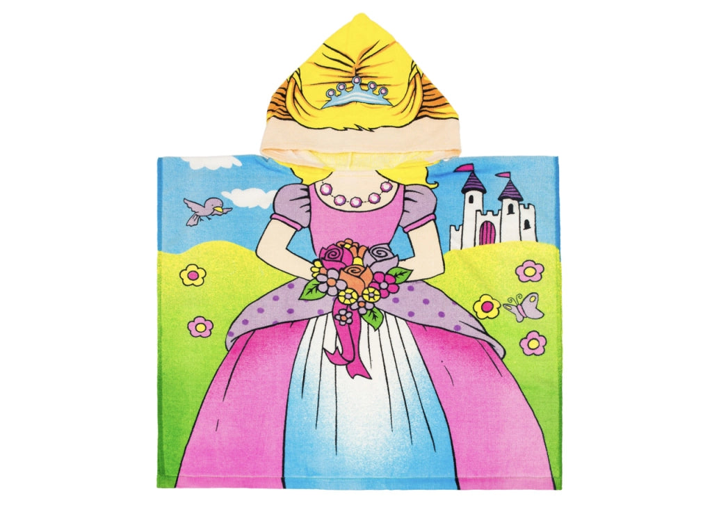 Poncho Mare Per Bambini In Spugna 100% Cotone In Varie Fantasie - Poncho - Principessa