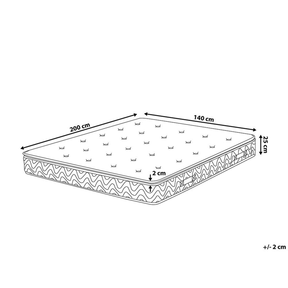 Materasso a molle insacchettate Tessuto di bambù bianco Double 140 x 200 cm 5 Zone medio Firm sfoderabile