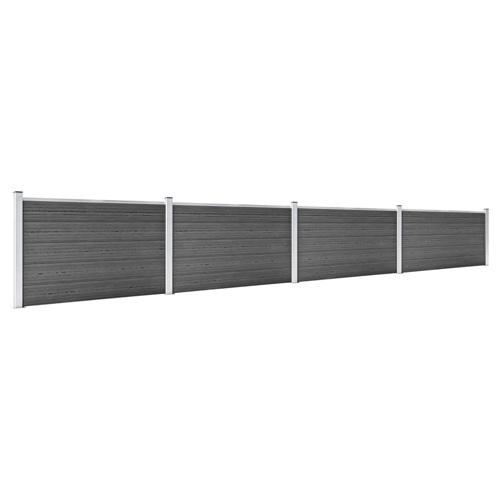 Set Pannelli di Recinzione in WPC 699x105 cm Nero 3070449