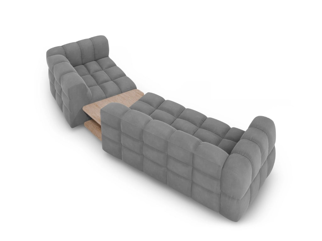 Cosmopolitan Design - Divano modulare destro "Sky" 3 posti in velluto grigio chiaro 