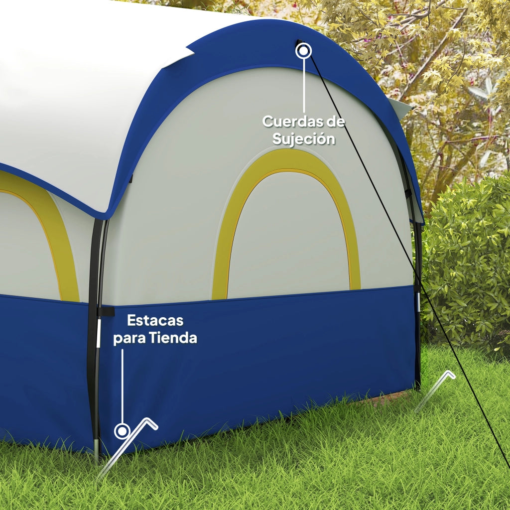 Tenda da campeggio familiare 4 persone ¨C zephmum ¨C blu e bianco 435x251x195 cm