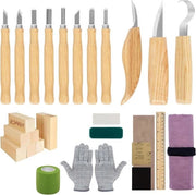 Set di strumenti per la lavorazione del legno - Blocchi di lavorazione di legno, Penna, Spatola, Chiave a sonde - Guanti di taglio resistente - per principianti e professionisti
