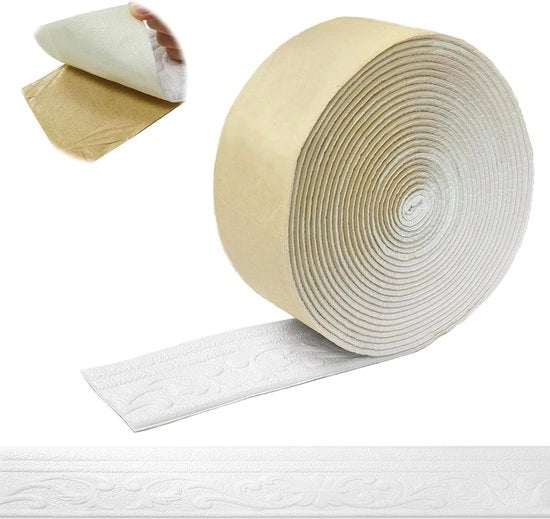 Sierlijsten adesivi bianche - 10 m x 8 cm x 5mm - impermeabili - decorazioni per parete e soffitto